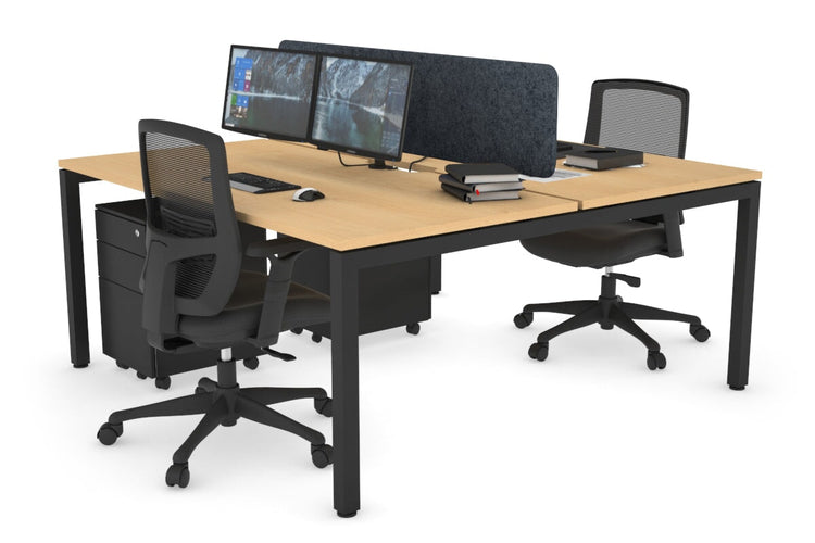 Quadro Square Leg 2 Person Office Workstations [1400L x 800W with Cable Scallop] Jasonl black leg maple dark grey echo panel (400H x 1200W)