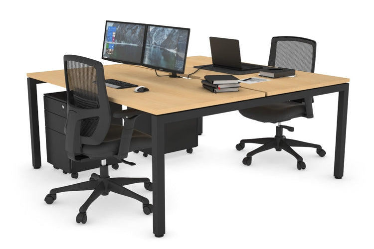 Quadro Square Leg 2 Person Office Workstations [1400L x 800W with Cable Scallop] Jasonl black leg maple none