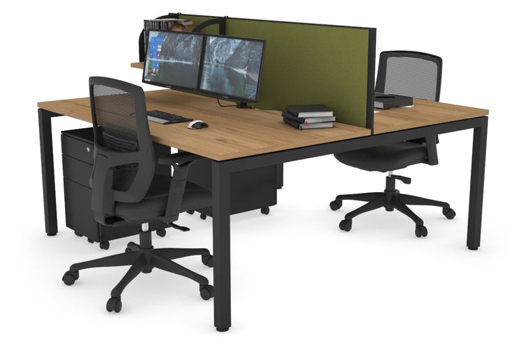 Quadro Square Leg 2 Person Office Workstations [1400L x 800W with Cable Scallop] Jasonl black leg salvage oak green moss (500H x 1400W)