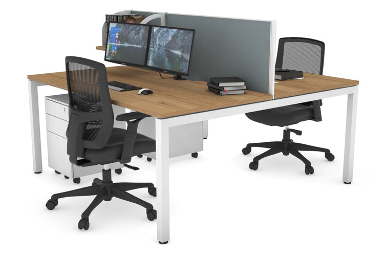 Quadro Square Leg 2 Person Office Workstations [1400L x 800W with Cable Scallop] Jasonl white leg salvage oak cool grey (500H x 1400W)