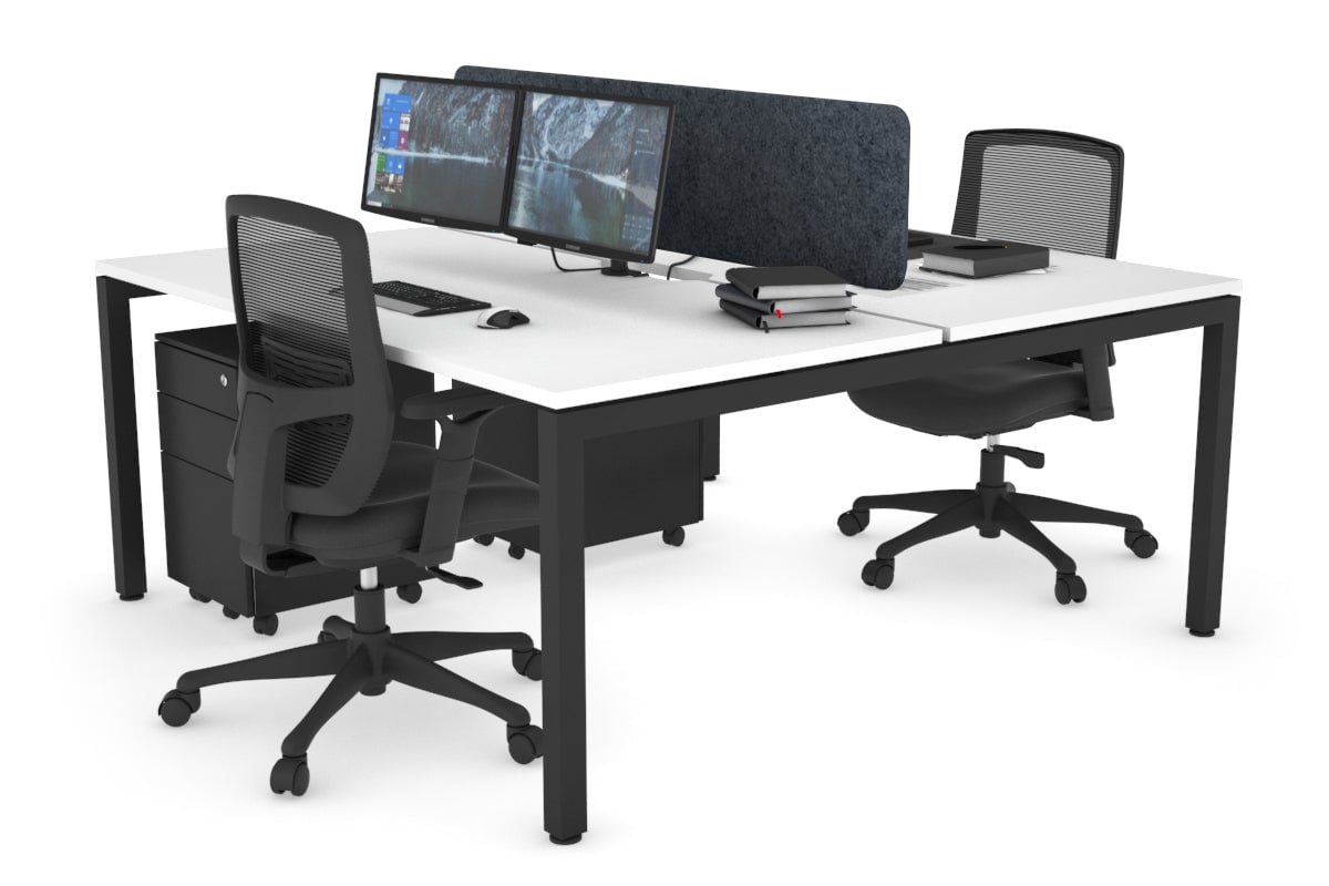 Quadro Square Leg 2 Person Office Workstations [1400L x 800W with Cable Scallop] Jasonl black leg white dark grey echo panel (400H x 1200W)