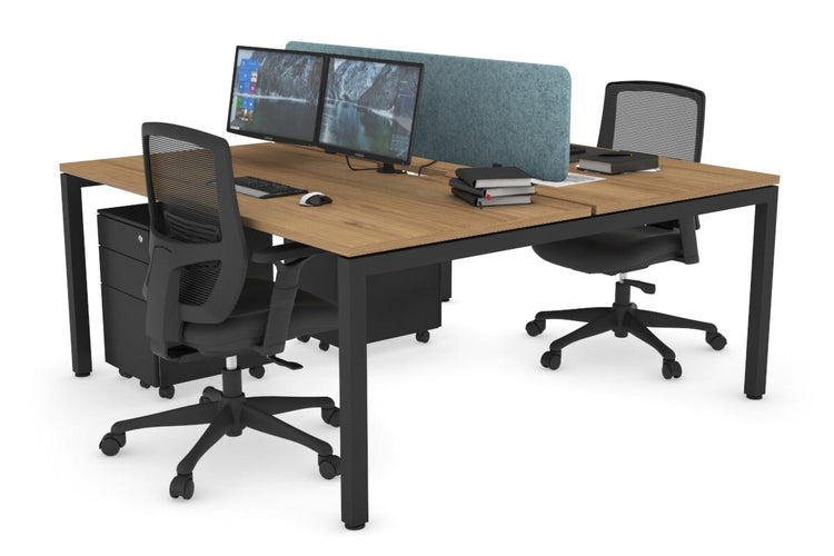Quadro Square Leg 2 Person Office Workstations [1400L x 800W with Cable Scallop] Jasonl black leg salvage oak blue echo panel (400H x 1200W)