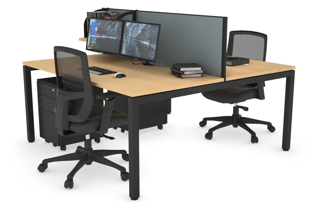 Quadro Square Leg 2 Person Office Workstations [1400L x 800W with Cable Scallop] Jasonl black leg maple cool grey (500H x 1400W)