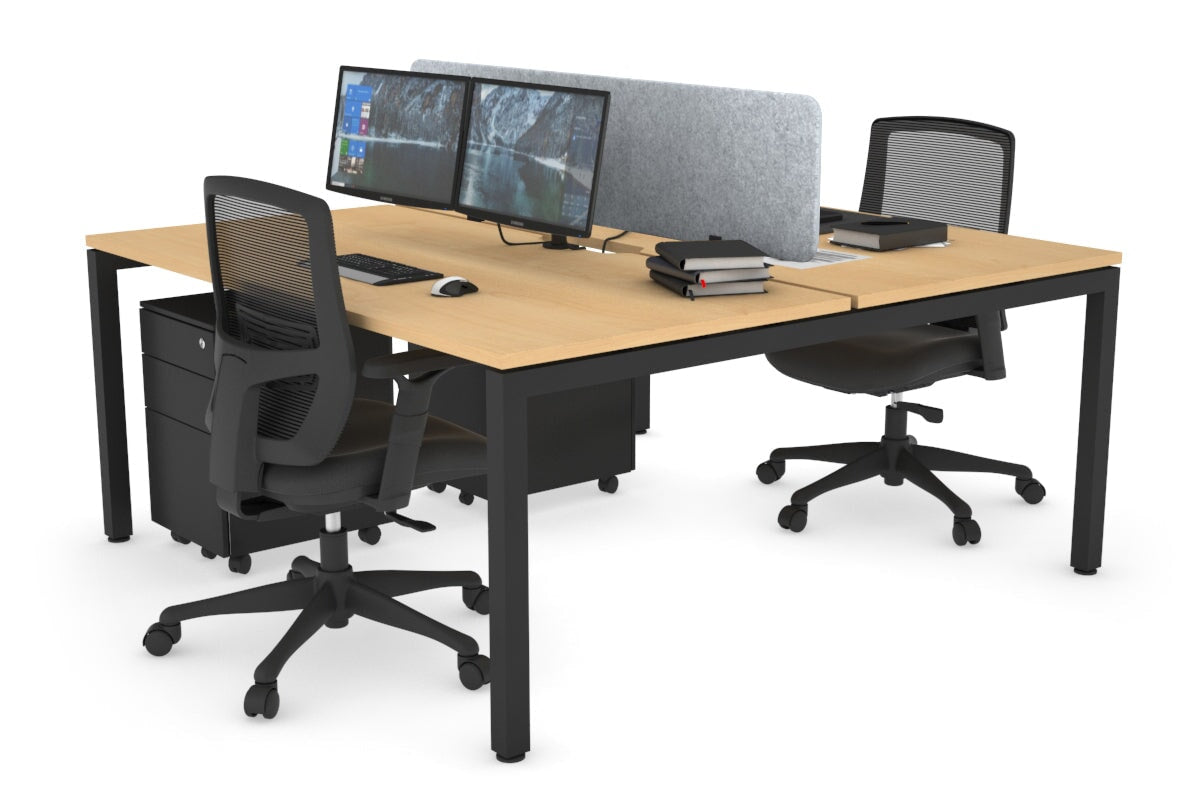 Quadro Square Leg 2 Person Office Workstations [1400L x 800W with Cable Scallop] Jasonl black leg maple light grey echo panel (400H x 1200W)