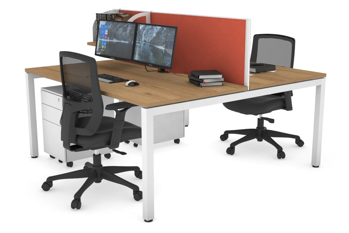 Quadro Square Leg 2 Person Office Workstations [1400L x 800W with Cable Scallop] Jasonl white leg salvage oak orange squash (500H x 1400W)