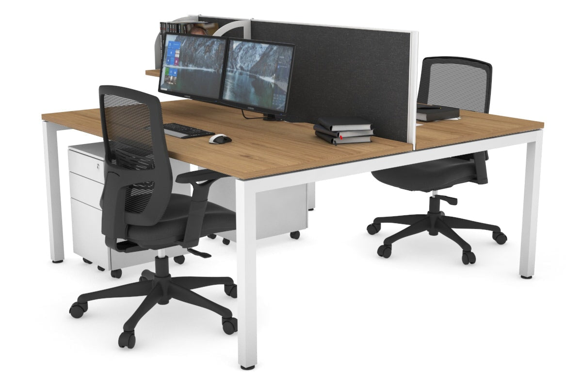 Quadro Square Leg 2 Person Office Workstations [1400L x 800W with Cable Scallop] Jasonl white leg salvage oak moody charcoal (500H x 1400W)