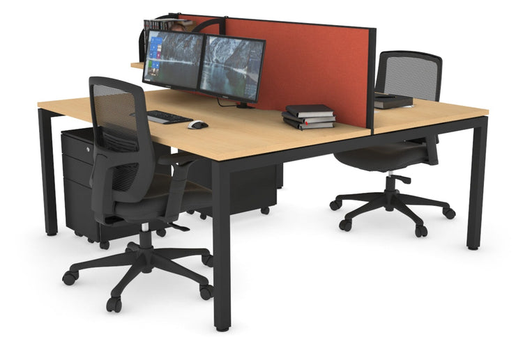 Quadro Square Leg 2 Person Office Workstations [1400L x 800W with Cable Scallop] Jasonl black leg maple orange squash (500H x 1400W)