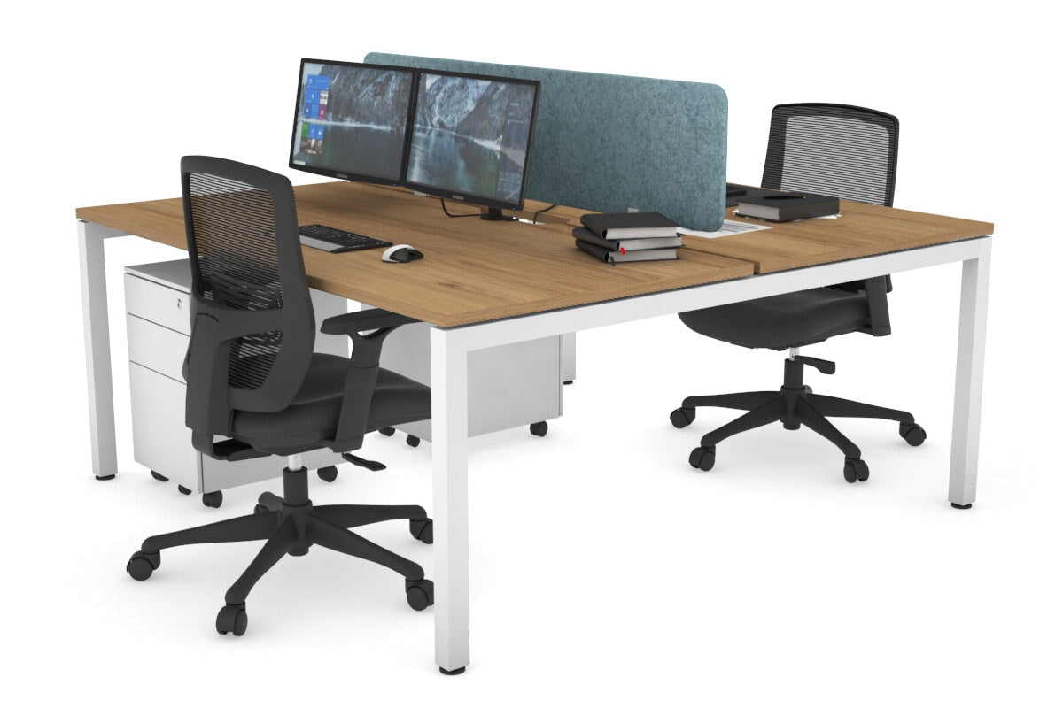Quadro Square Leg 2 Person Office Workstations [1400L x 800W with Cable Scallop] Jasonl white leg salvage oak blue echo panel (400H x 1200W)