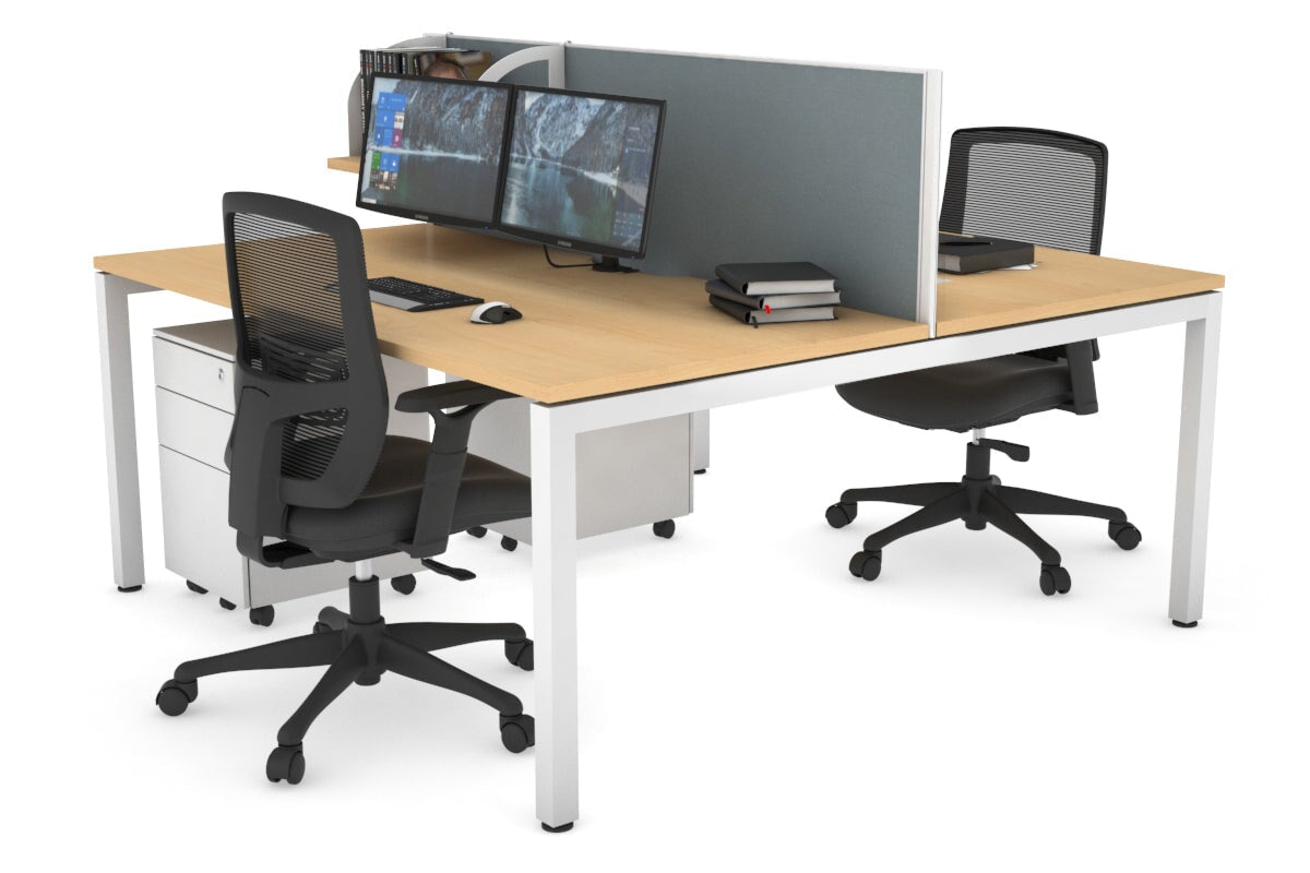 Quadro Square Leg 2 Person Office Workstations [1400L x 800W with Cable Scallop] Jasonl white leg maple cool grey (500H x 1400W)