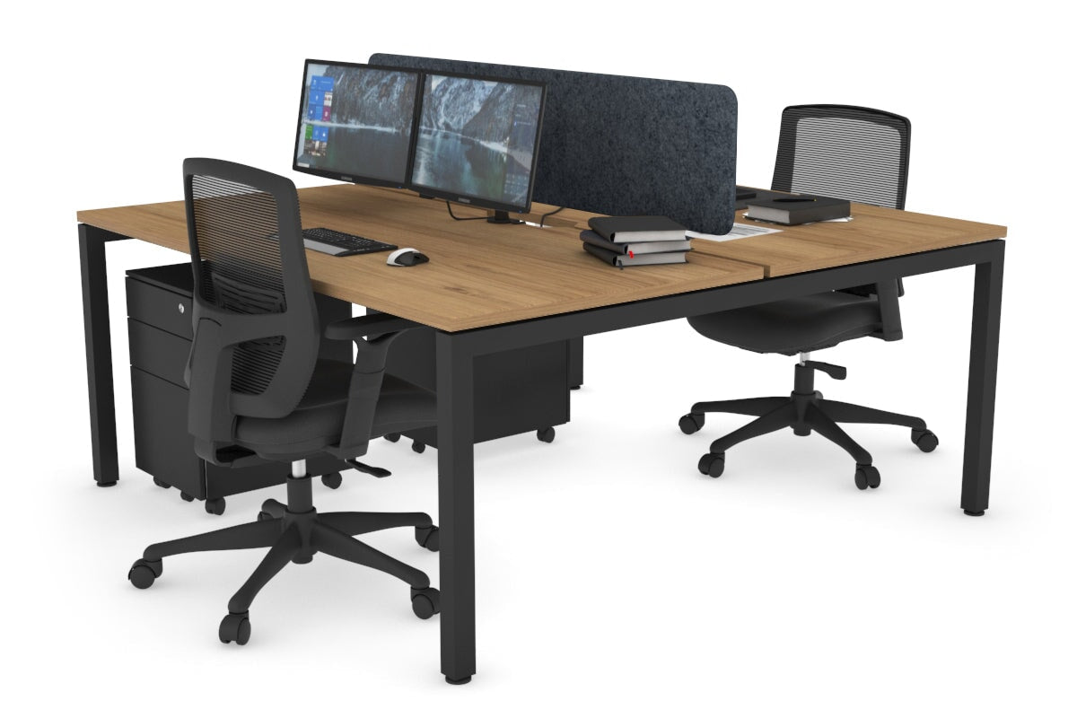 Quadro Square Leg 2 Person Office Workstations [1400L x 800W with Cable Scallop] Jasonl black leg salvage oak dark grey echo panel (400H x 1200W)