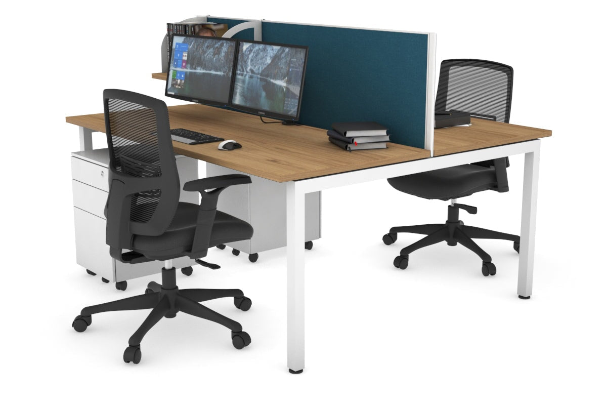 Quadro Square Leg 2 Person Office Workstations [1600L x 700W] Jasonl white leg salvage oak deep blue (500H x 1600W)