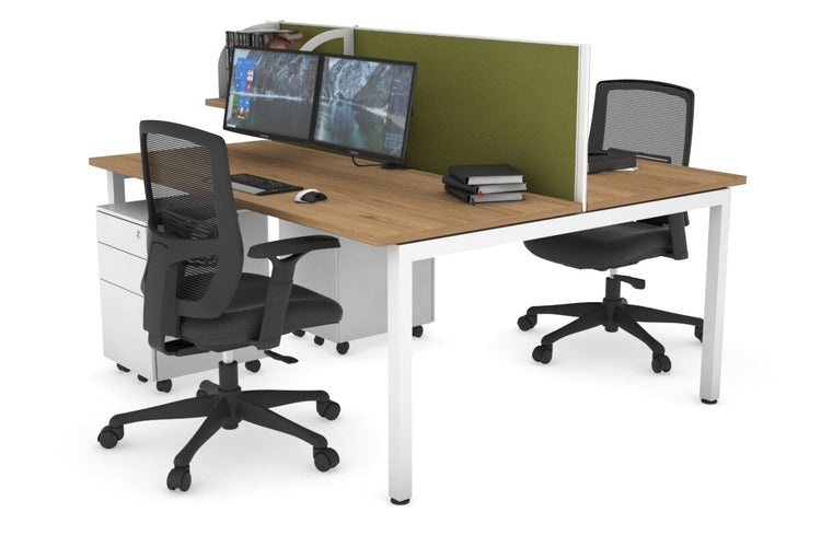 Quadro Square Leg 2 Person Office Workstations [1600L x 700W] Jasonl white leg salvage oak green moss (500H x 1600W)