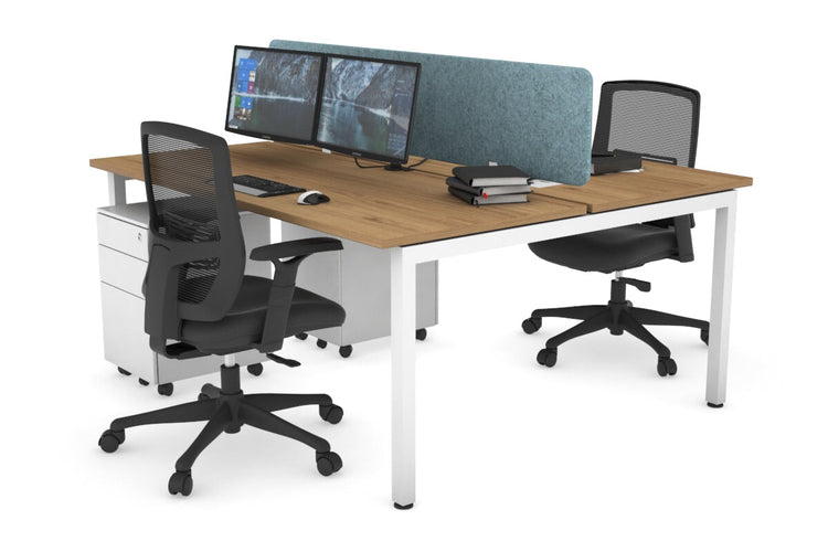 Quadro Square Leg 2 Person Office Workstations [1600L x 700W] Jasonl white leg salvage oak blue echo panel (400H x 1600W)