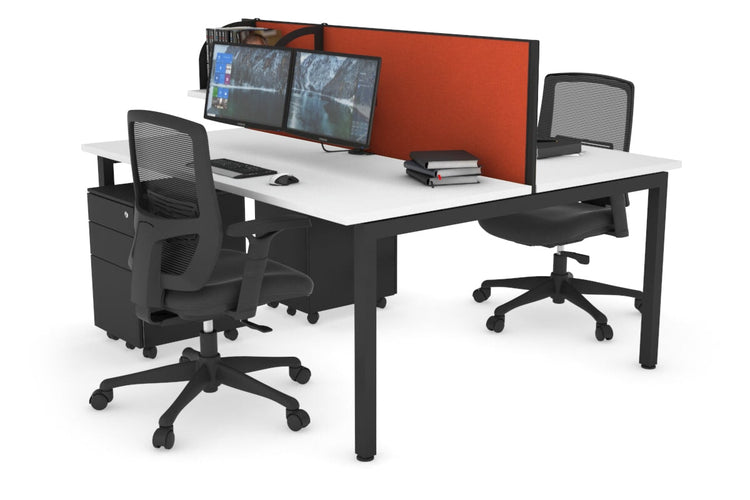 Quadro Square Leg 2 Person Office Workstations [1600L x 700W] Jasonl black leg white orange squash (500H x 1600W)