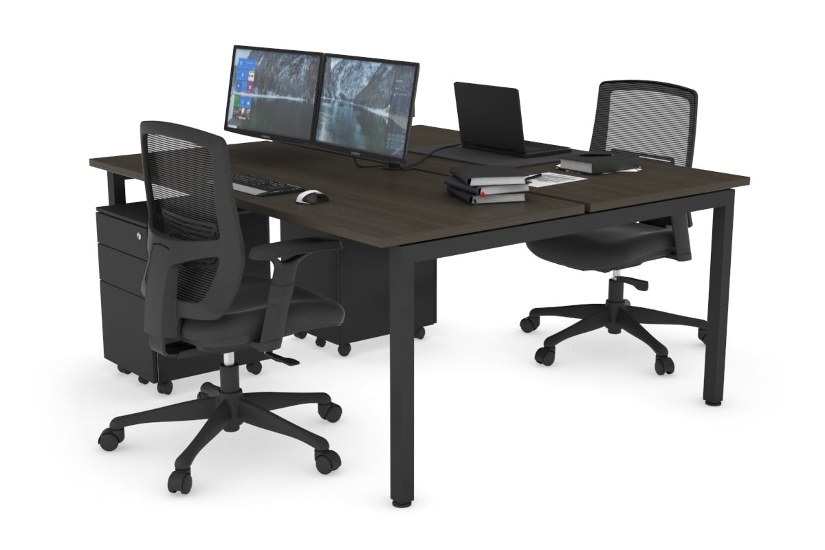 Quadro Square Leg 2 Person Office Workstations [1600L x 700W] Jasonl black leg dark oak none