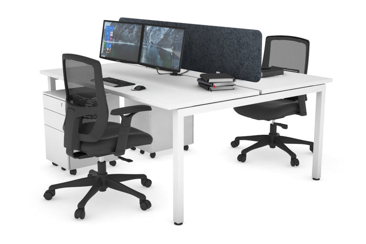 Quadro Square Leg 2 Person Office Workstations [1600L x 700W] Jasonl white leg white dark grey echo panel (400H x 1600W)