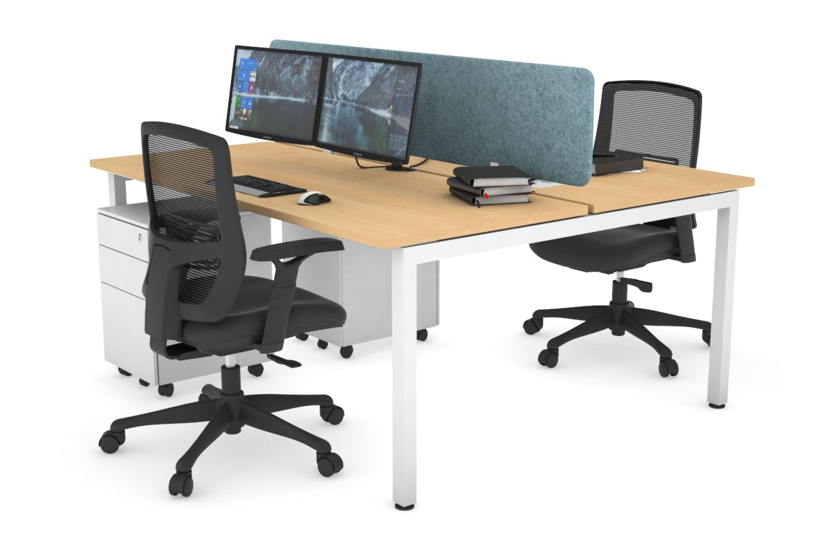 Quadro Square Leg 2 Person Office Workstations [1600L x 700W] Jasonl white leg maple blue echo panel (400H x 1600W)