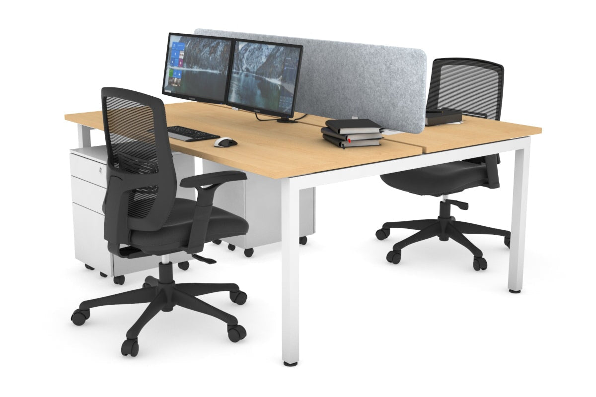 Quadro Square Leg 2 Person Office Workstations [1600L x 700W] Jasonl white leg maple light grey echo panel (400H x 1600W)