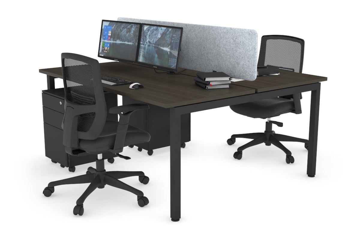 Quadro Square Leg 2 Person Office Workstations [1600L x 700W] Jasonl black leg dark oak light grey echo panel (400H x 1600W)