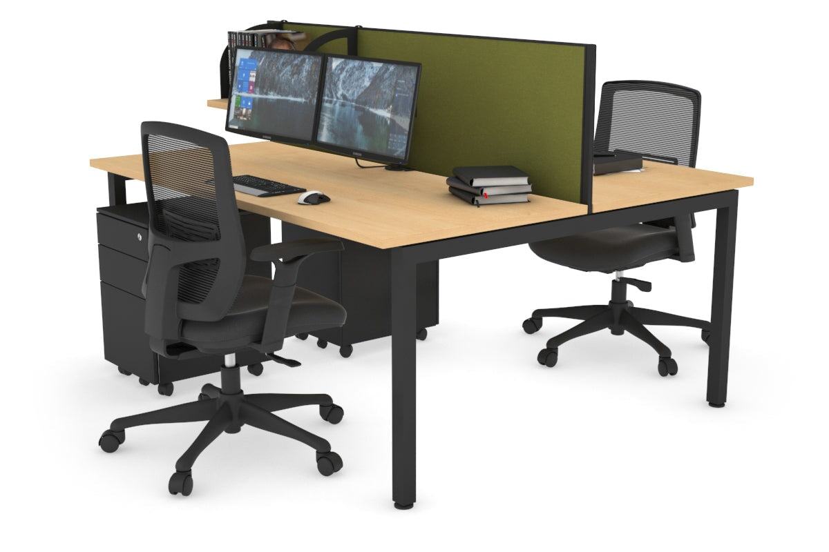 Quadro Square Leg 2 Person Office Workstations [1600L x 700W] Jasonl black leg maple green moss (500H x 1600W)