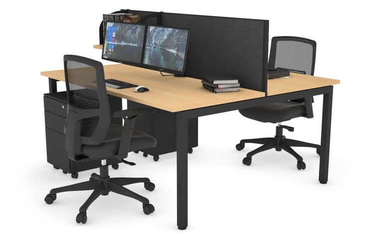 Quadro Square Leg 2 Person Office Workstations [1600L x 700W] Jasonl black leg maple moody charcoal (500H x 1600W)
