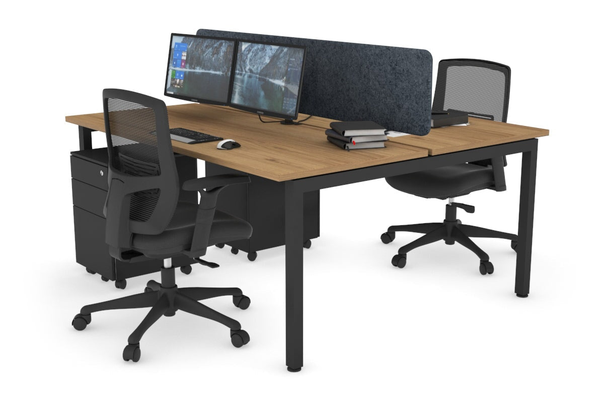 Quadro Square Leg 2 Person Office Workstations [1600L x 700W] Jasonl black leg salvage oak dark grey echo panel (400H x 1600W)