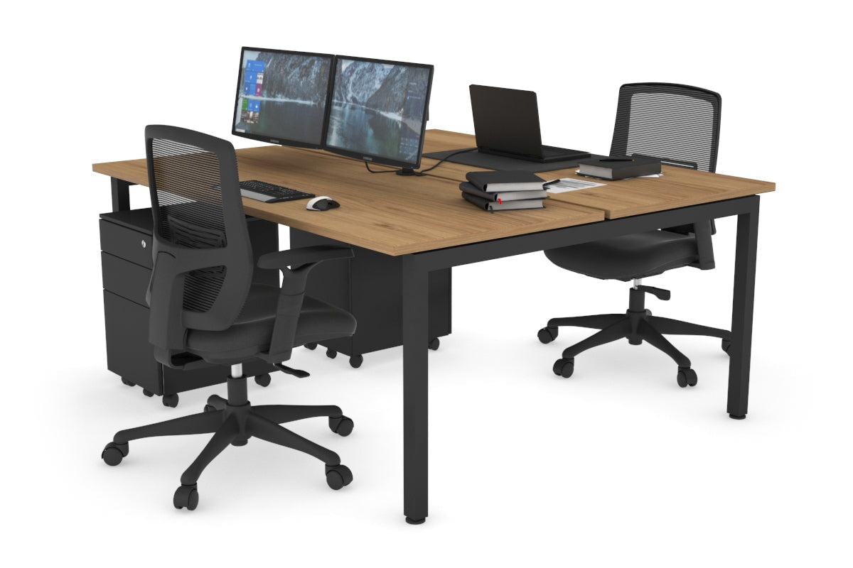 Quadro Square Leg 2 Person Office Workstations [1600L x 700W] Jasonl black leg salvage oak none
