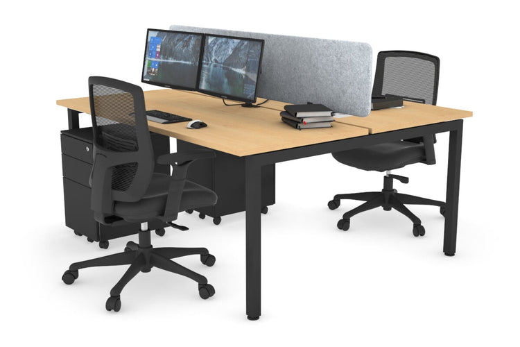 Quadro Square Leg 2 Person Office Workstations [1600L x 700W] Jasonl black leg maple light grey echo panel (400H x 1600W)