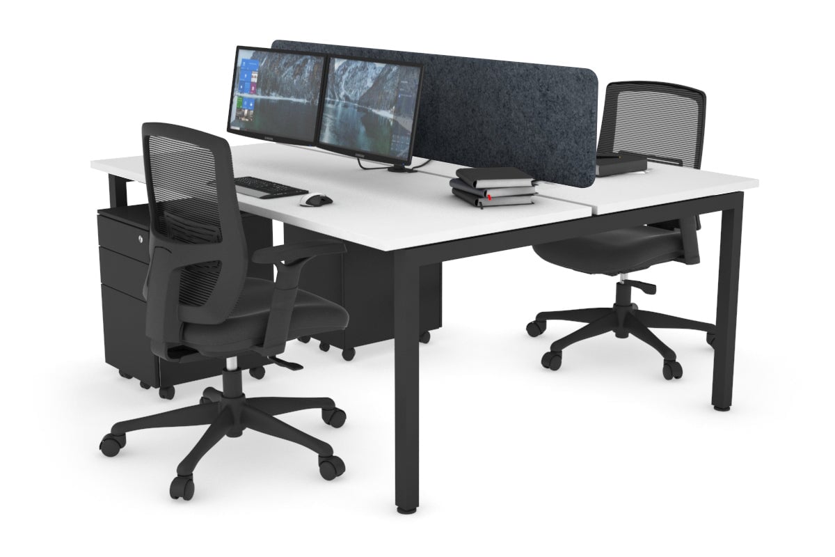 Quadro Square Leg 2 Person Office Workstations [1600L x 700W] Jasonl black leg white dark grey echo panel (400H x 1600W)
