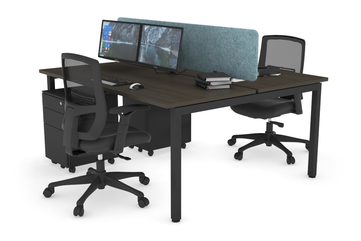 Quadro Square Leg 2 Person Office Workstations [1600L x 700W] Jasonl black leg dark oak blue echo panel (400H x 1600W)