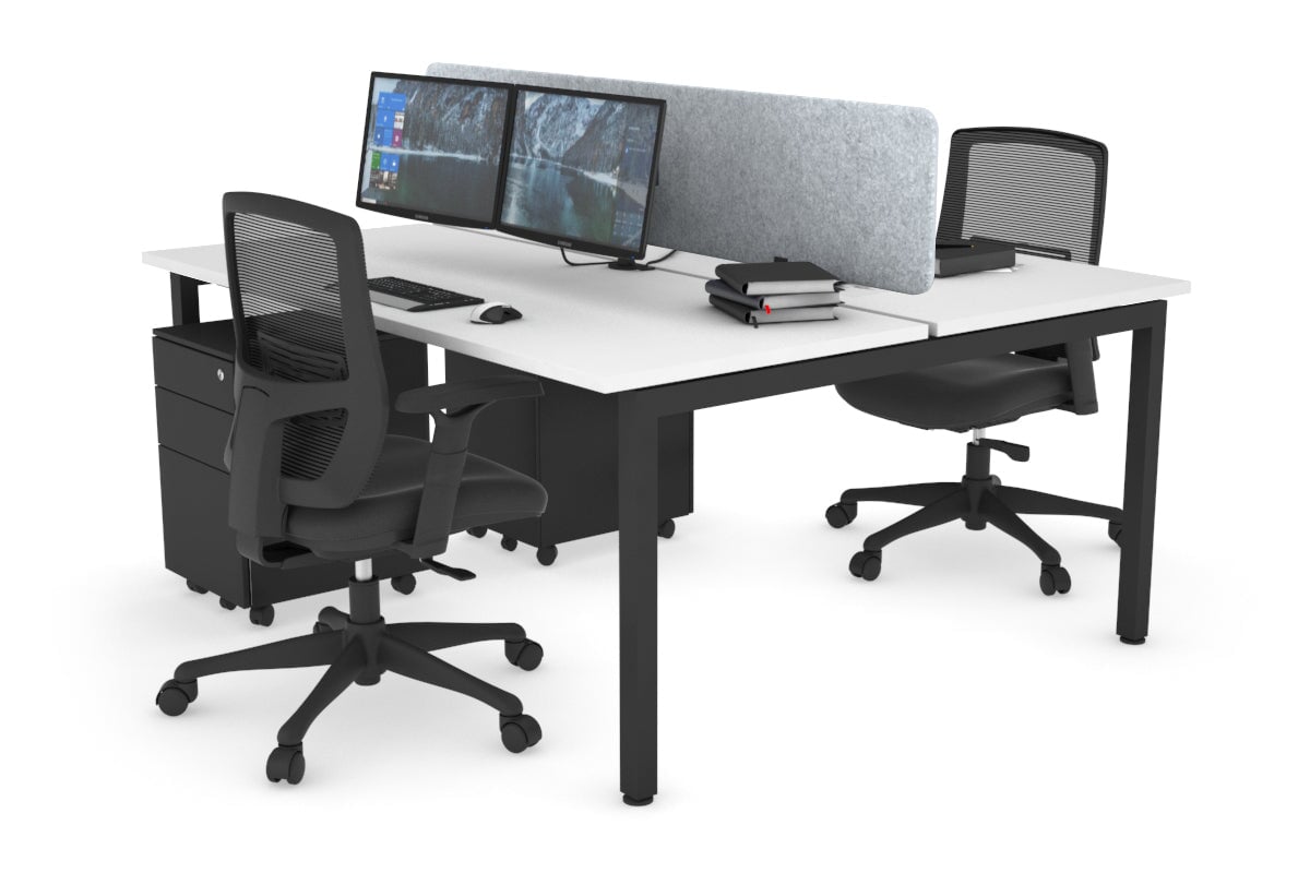 Quadro Square Leg 2 Person Office Workstations [1600L x 700W] Jasonl black leg white light grey echo panel (400H x 1600W)