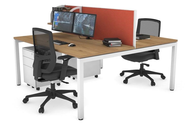 Quadro Square Leg 2 Person Office Workstations [1600L x 800W with Cable Scallop] Jasonl white leg salvage oak orange squash (500H x 1600W)