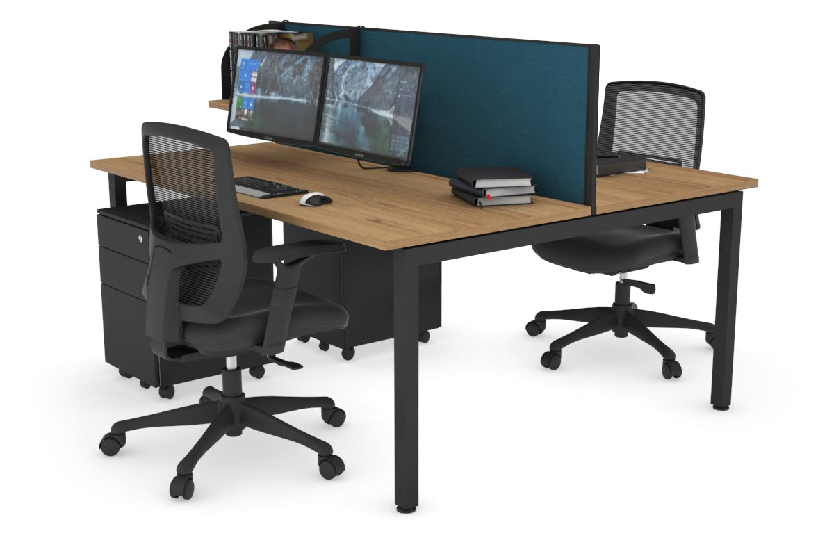 Quadro Square Leg 2 Person Office Workstations [1800L x 700W] Jasonl black leg salvage oak deep blue (500H x 1800W)