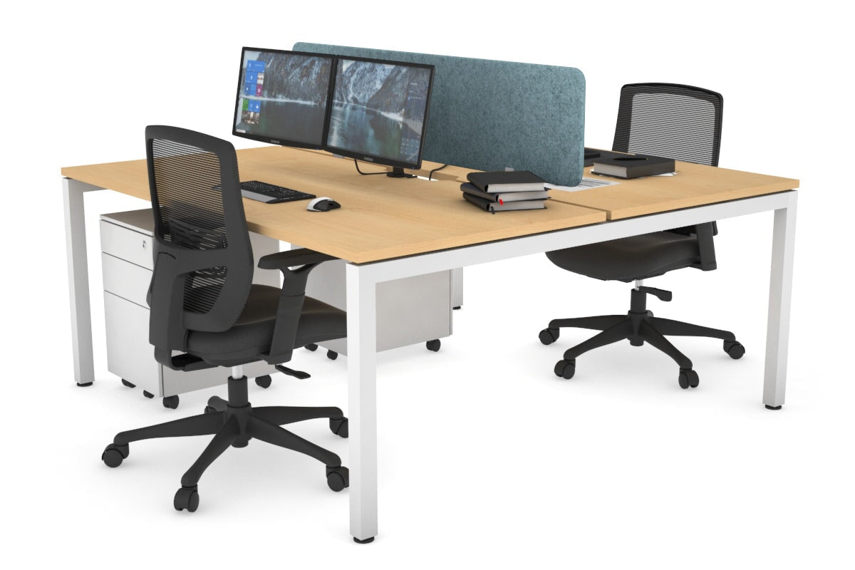 Quadro Square Leg 2 Person Office Workstations [1800L x 800W with Cable Scallop] Jasonl white leg maple blue echo panel (400H x 1600W)