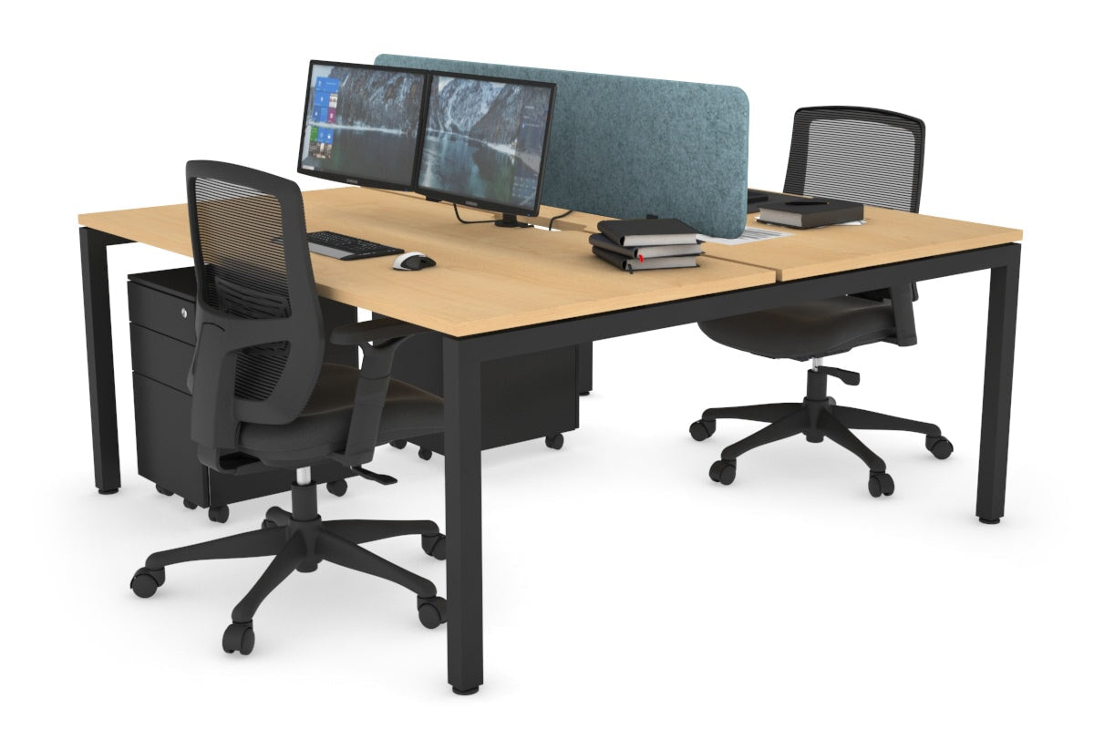 Quadro Square Leg 2 Person Office Workstations [1800L x 800W with Cable Scallop] Jasonl black leg maple blue echo panel (400H x 1600W)