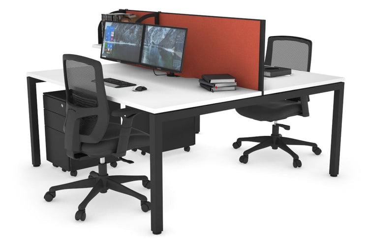 Quadro Square Leg 2 Person Office Workstations [1800L x 800W with Cable Scallop] Jasonl black leg white orange squash (500H x 1800W)