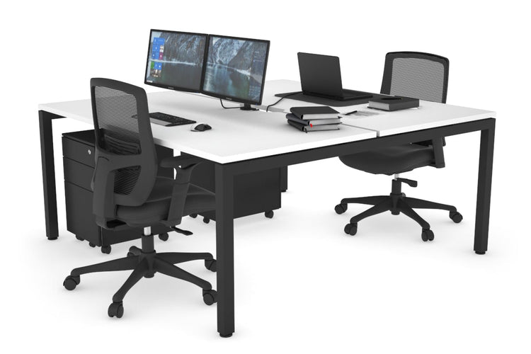 Quadro Square Leg 2 Person Office Workstations [1800L x 800W with Cable Scallop] Jasonl black leg white none