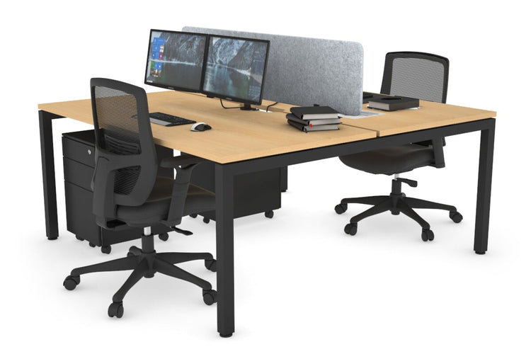 Quadro Square Leg 2 Person Office Workstations [1800L x 800W with Cable Scallop] Jasonl black leg maple light grey echo panel (400H x 1600W)