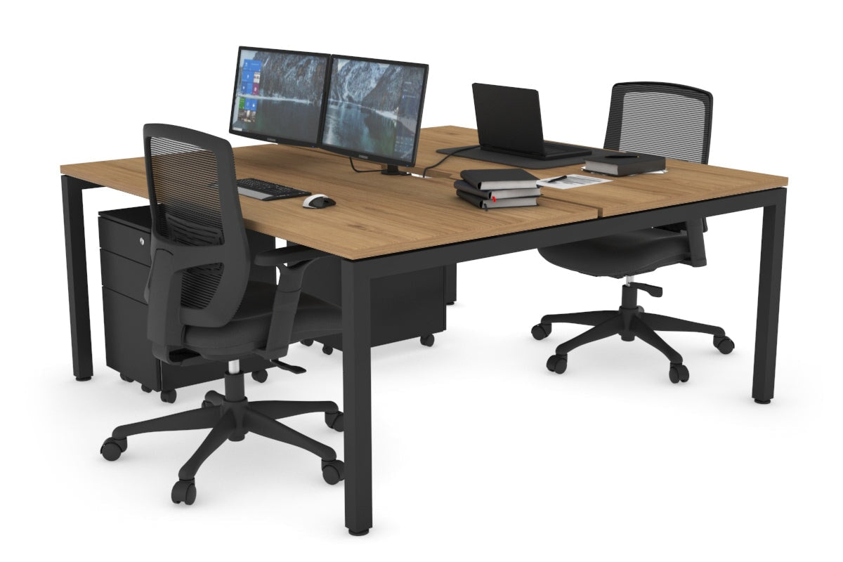 Quadro Square Leg 2 Person Office Workstations [1800L x 800W with Cable Scallop] Jasonl black leg salvage oak none