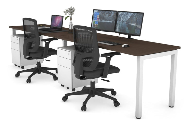 Quadro Square Leg 2 Person Run Office Workstations [1400L x 700W] Jasonl white leg wenge 
