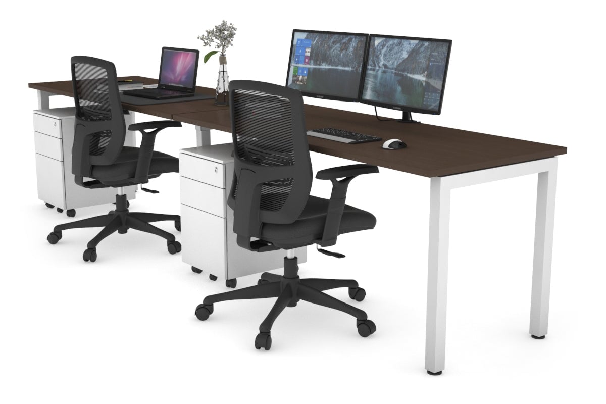 Quadro Square Leg 2 Person Run Office Workstations [1600L x 700W] Jasonl white leg wenge 