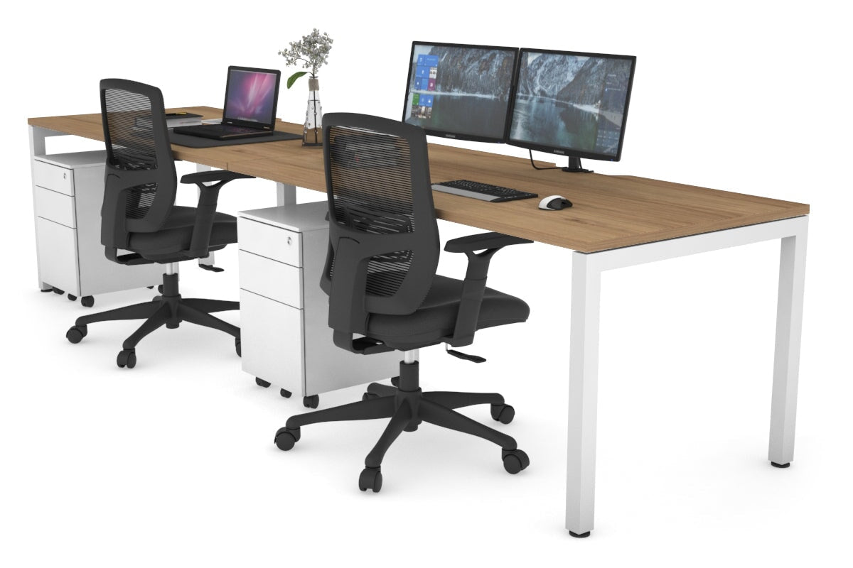 Quadro Square Leg 2 Person Run Office Workstations [1600L x 800W with Cable Scallop] Jasonl white leg salvage oak 