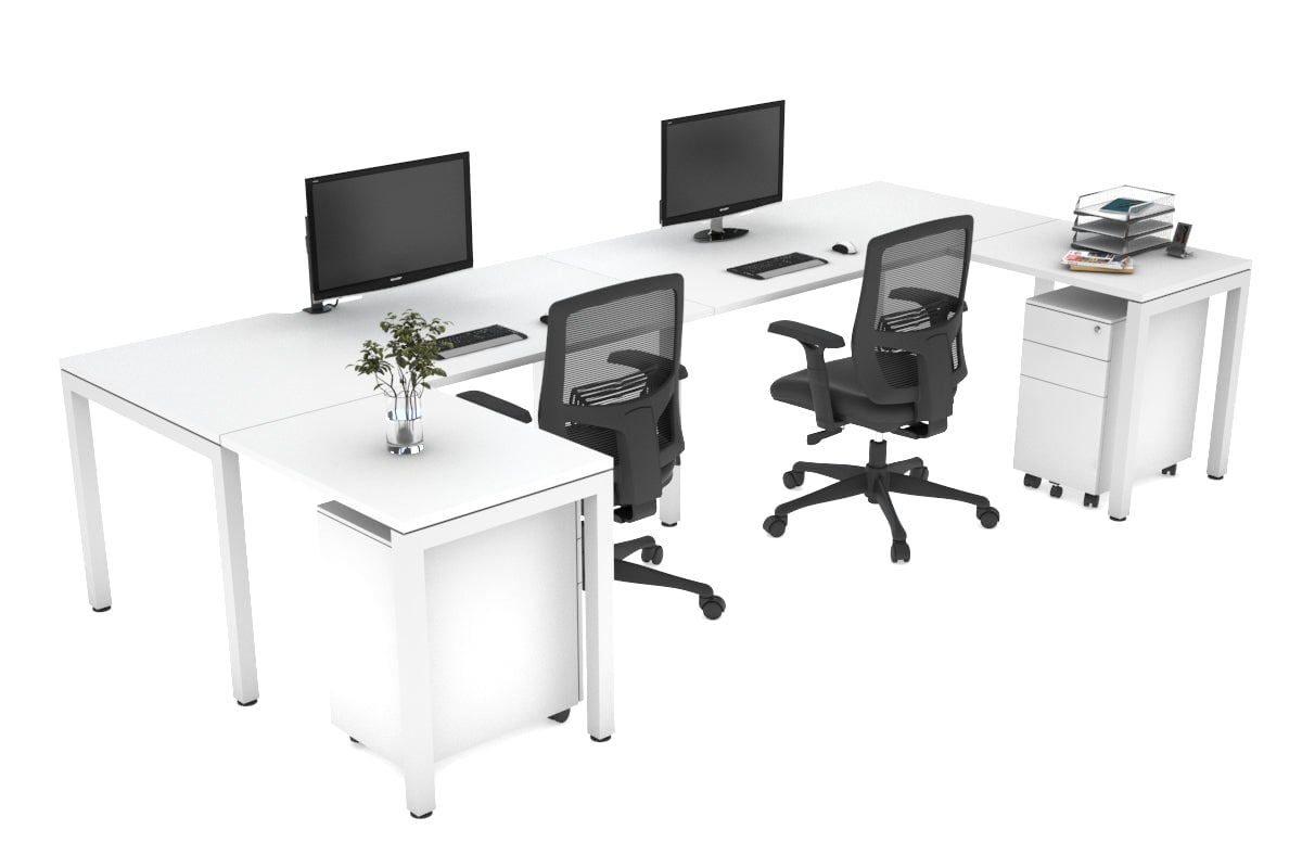 Quadro Square Leg 2 Person Corner Workstations - U Configuration - White Frame [1400L x 1800W with Cable Scallop] Jasonl white none none