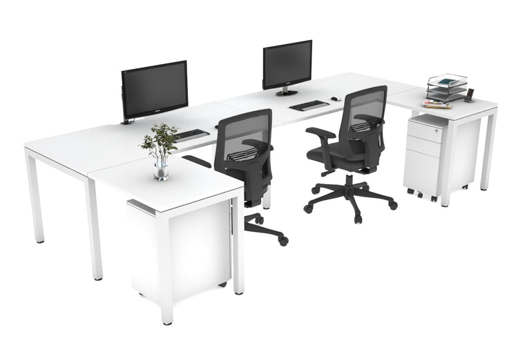 Quadro Square Leg 2 Person Corner Workstations - U Configuration - White Frame [1800L x 1800W with Cable Scallop] Jasonl white none none