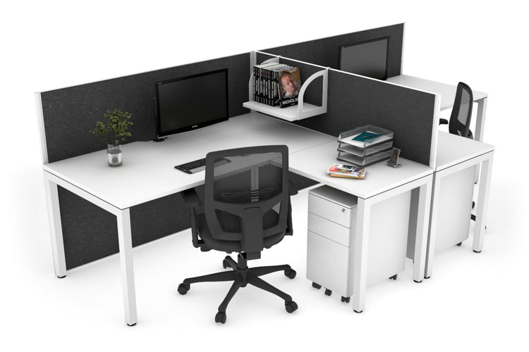 Quadro Square Leg 2 Person Corner Workstations - T Configuration [1400L x 1800W with Cable Scallop] Jasonl 