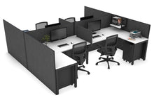  - Quadro Square leg 4 Person Corner Workstations - H Configuration - Black Frame [1600L x 1800W with Cable Scallop] - 1