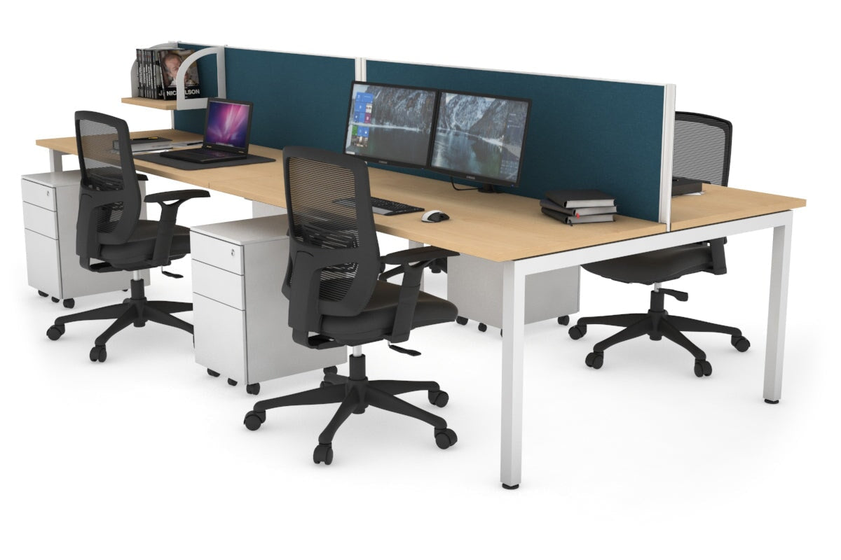 Quadro Square Leg 4 Person Office Workstations [1200L x 700W] Jasonl white leg maple deep blue (500H x 1200W)