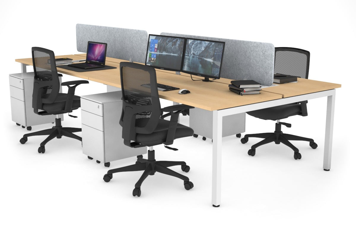 Quadro Square Leg 4 Person Office Workstations [1800L x 700W] Jasonl white leg maple light grey echo panel (400H x 1600W)