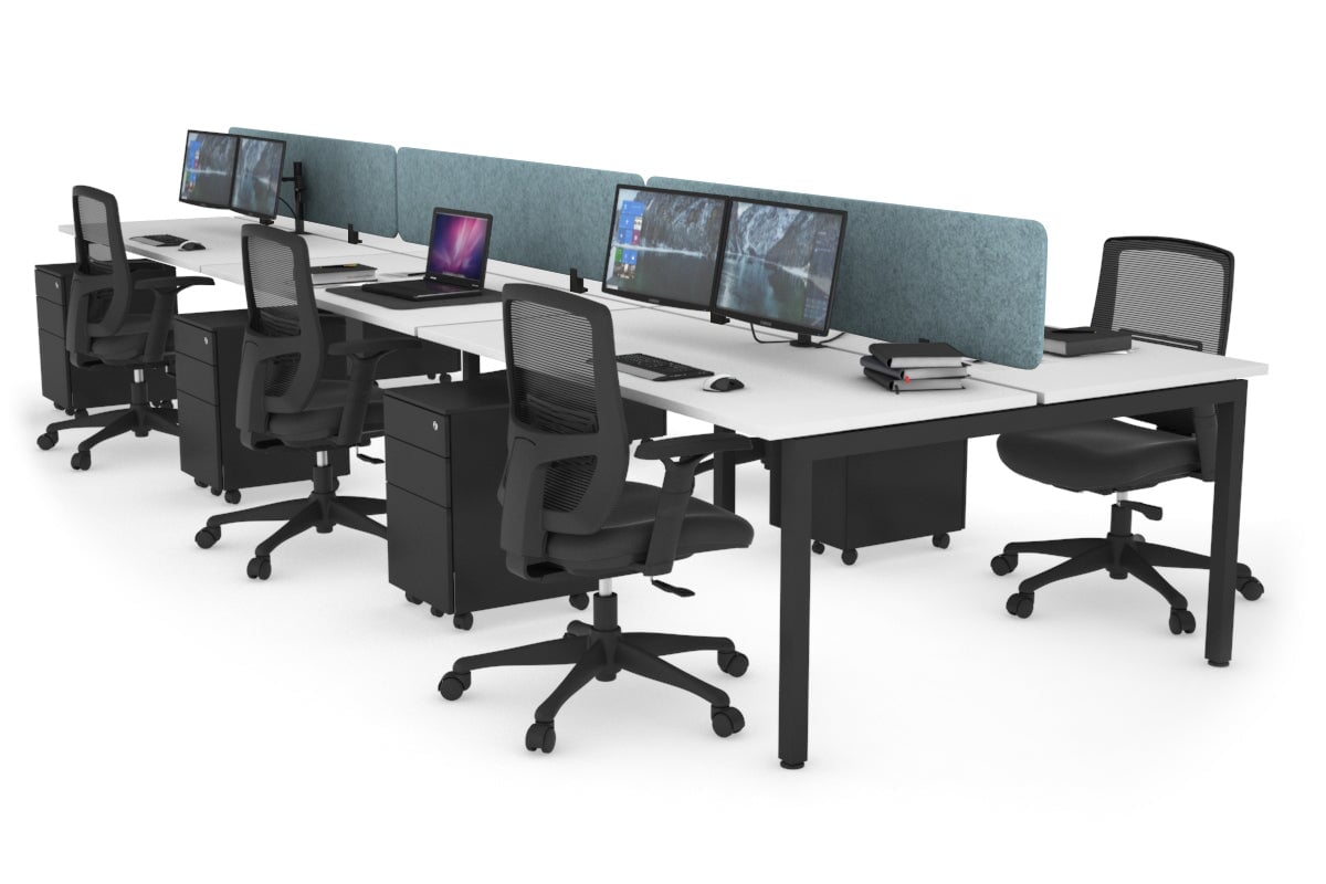 Quadro Square Leg 6 Person Office Workstations [1200L x 700W] Jasonl black leg white blue echo panel (400H x 1200W)