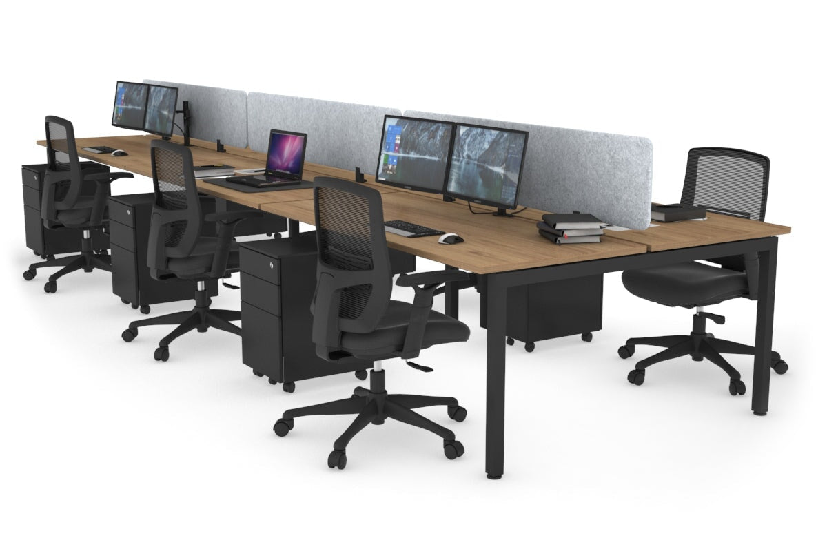 Quadro Square Leg 6 Person Office Workstations [1200L x 700W] Jasonl black leg salvage oak light grey echo panel (400H x 1200W)